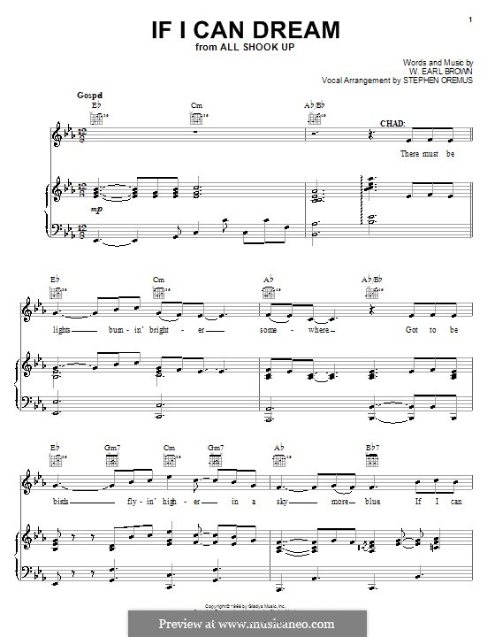 If I Can Dream (Elvis Presley): For voice and piano (or guitar) by W. Earl Brown