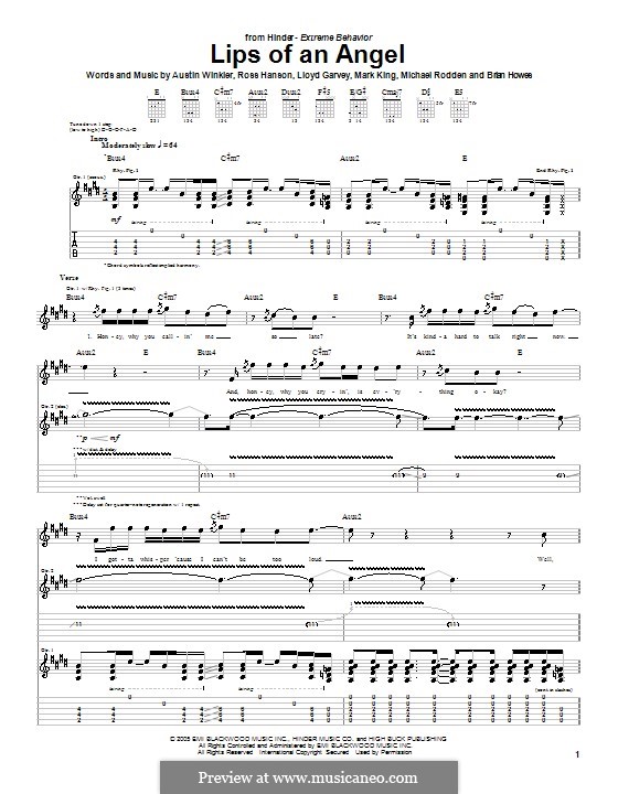 Lips of an Angel (Hinder) by A. Winkler, B. Howes, L. Garvey, M. King