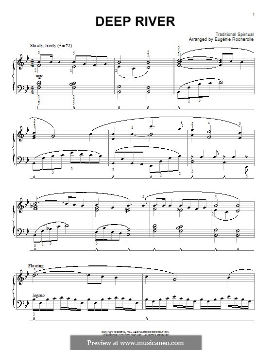 Deep River by folklore sheet music on MusicaNeo