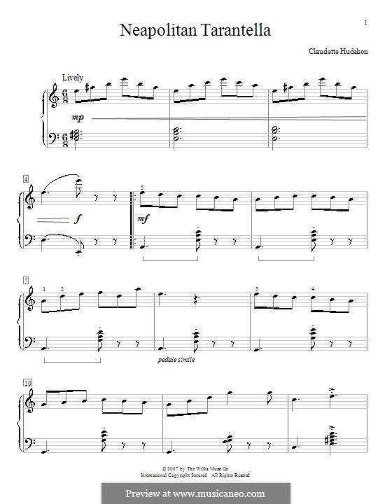 Neapolitan Tarantella: For piano by Claudette Hudelson