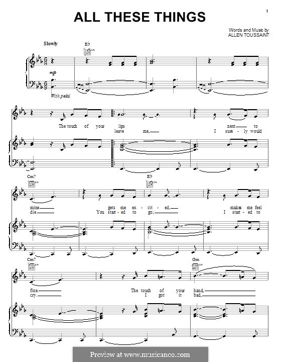 All These Things: For voice and piano (or guitar) by Elvis Costello