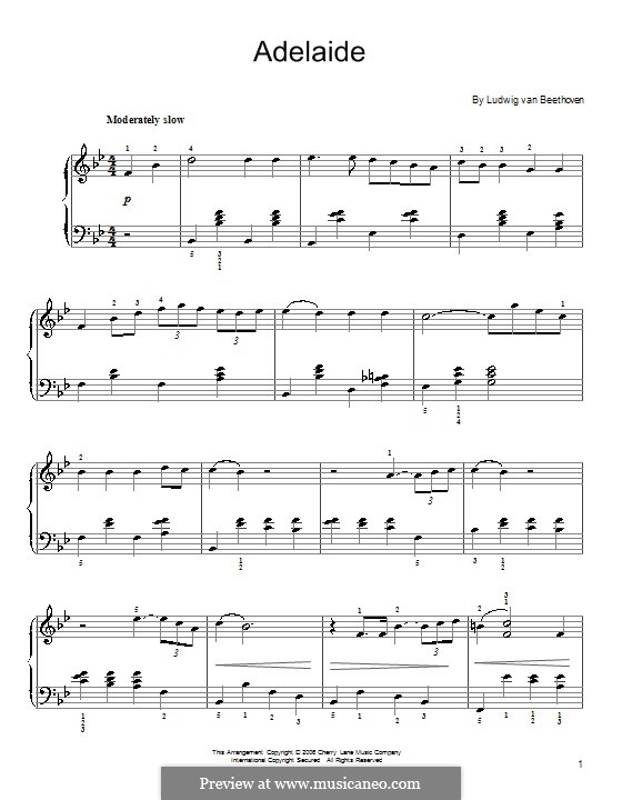 Adelaide, Op.46: Piano score by Ludwig van Beethoven