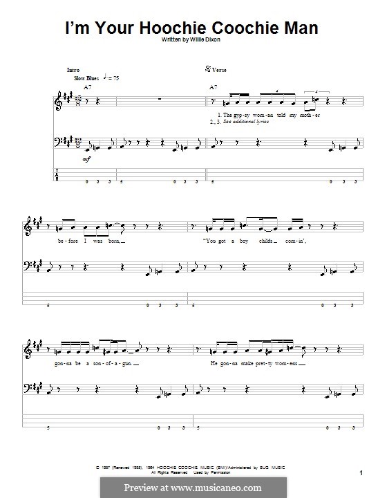 I'm Your Hoochie Coochie Man (Muddy Waters): For bass guitar with tab by Willie Dixon