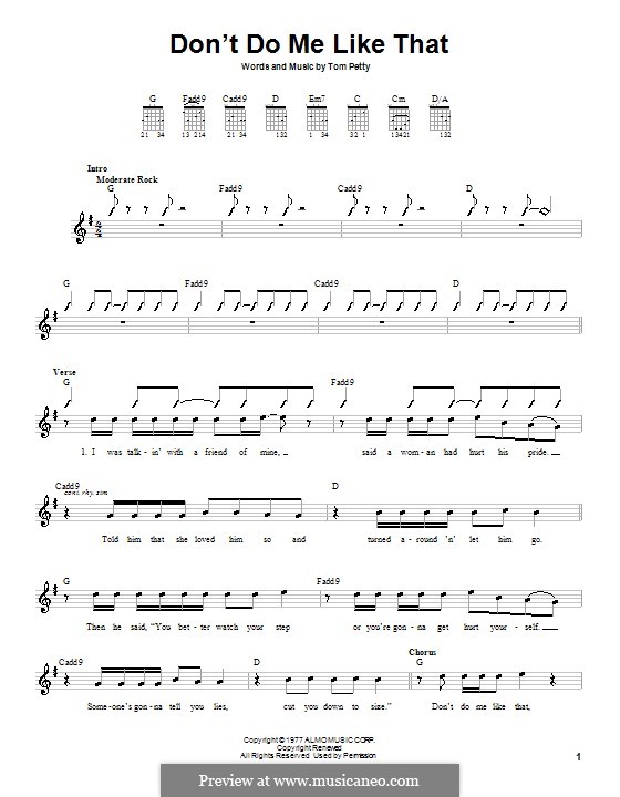 Don't Do Me Like That (Tom Petty and The Heartbreakers): For guitar (with strumming patterns) by Tom Petty