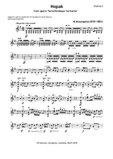 Gopak: For string quartet – parts by Modest Mussorgsky