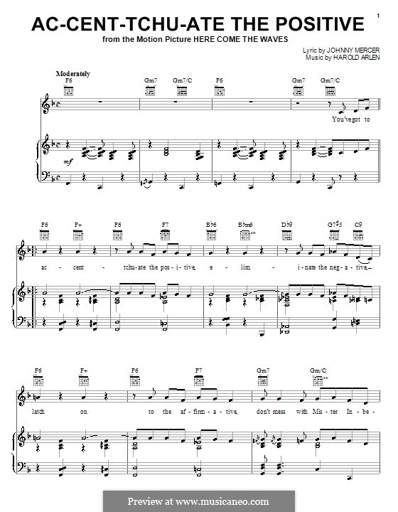 Ac-cent-tchu-ate the Positive: For voice and piano (or guitar) by Harold Arlen