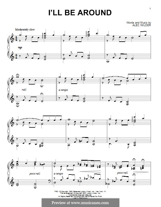 I'll Be Around (The Mills Brothers): For piano by Alec Wilder