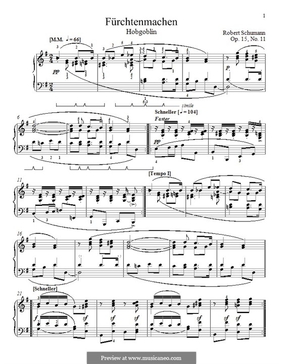 No.11 Fürchtenmachen (Frightening): For piano by Robert Schumann