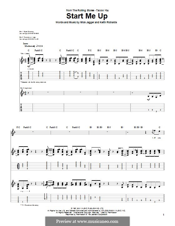 Start Me Up (The Rolling Stones): For guitar with tab by Keith Richards, Mick Jagger