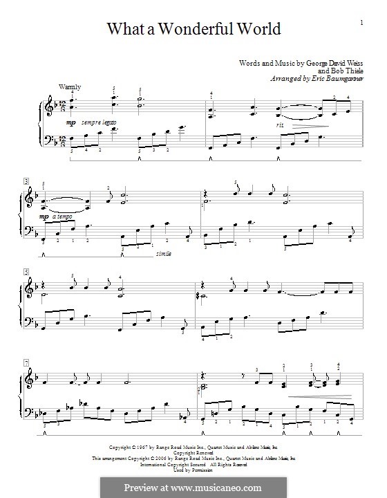 Piano version: For a single performer by Bob Thiele, George David Weiss