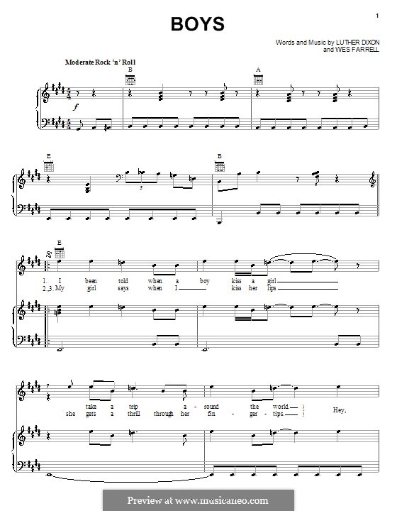 Boys (The Beatles): For voice and piano (or guitar) by Luther Dixon, Wes Farrell