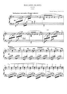 Ballade, L.70: For piano by Claude Debussy