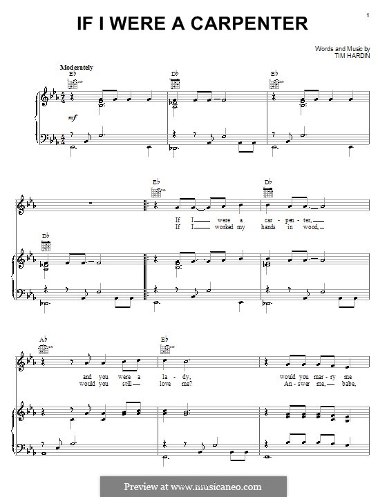 If I Were a Carpenter: For voice and piano (or guitar) by Tim Hardin