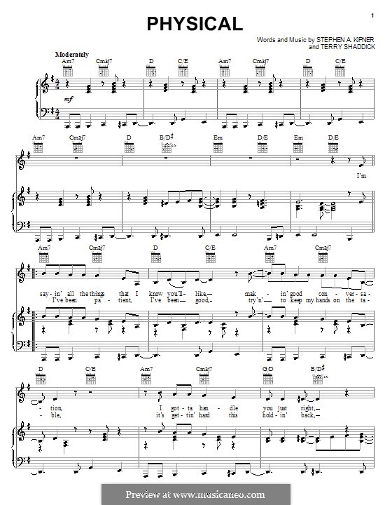 Physical (Olivia Newton-John): For voice and piano (or guitar) by Stephen Alan Kipner, Terry Shaddick