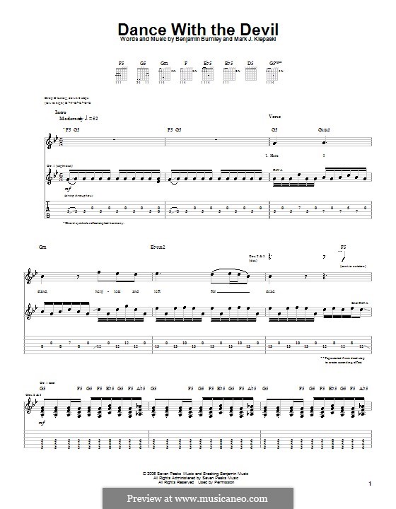 Dance with the Devil (Breaking Benjamin): For guitar with tab by Benjamin Burnley, Mark J. Klepaski