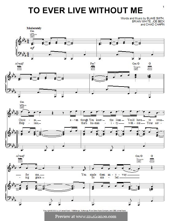 To Ever Live Without Me By B Smith B G White C Chapin J Beck On Musicaneo