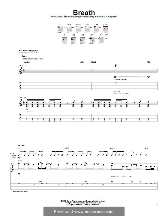 Breath (Breaking Benjamin): For guitar with tab by Benjamin Burnley, Mark J. Klepaski