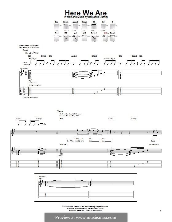 Here We Are (Breaking Benjamin): For guitar with tab by Benjamin Burnley, Gloria M. Estefan