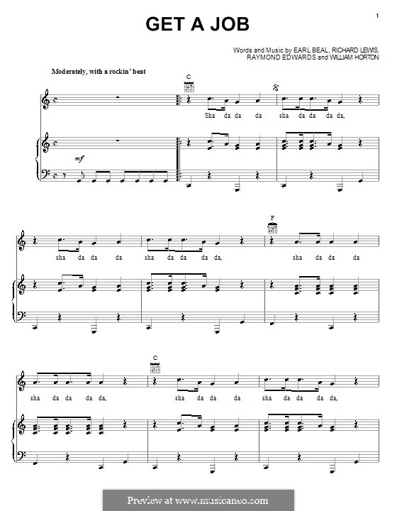 Get a Job (The Silhouettes): For voice and piano (or guitar) by Earl Beal, Raymond Edwards, Richard Lewis, William Horton