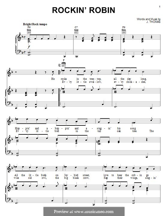 Rockin' Robin (Michael Jackson): For voice and piano (or guitar) by Leon René