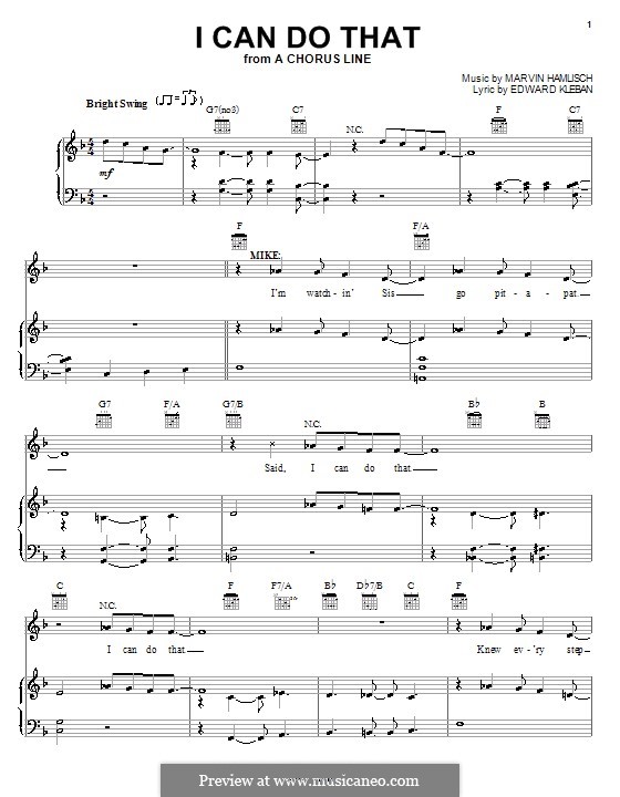 I Can Do That (from A Chorus Line) by M. Hamlisch on MusicaNeo