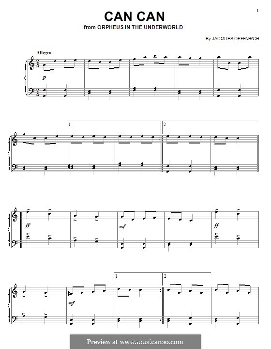 Can-Can (Printable Scores): For piano by Jacques Offenbach