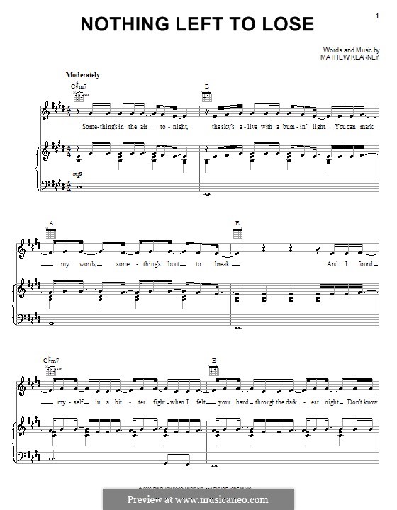 Nothing Left To Lose: For voice and piano (or guitar) by Mathew Kearney