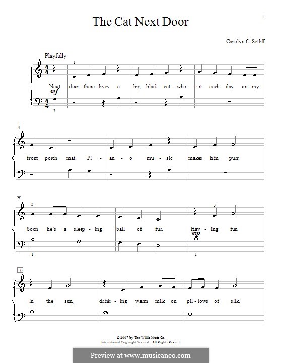 The Cat Next Door: For piano by Carolyn C. Setliff