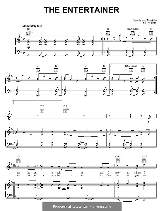 The Entertainer: For voice and piano (or guitar) by Billy Joel
