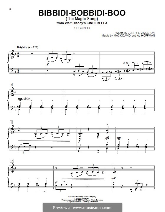 Bibbidi-Bobbidi-Boo (The Magic Song): For piano four hands by Al Hoffman, Mack David