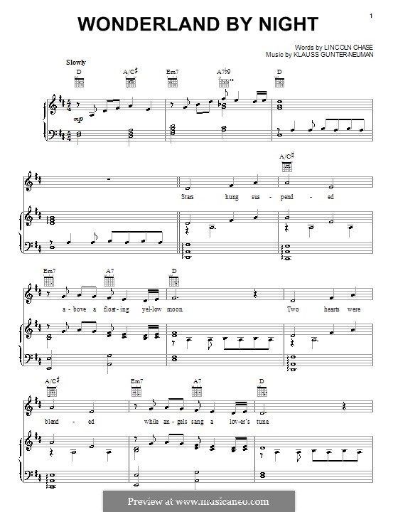 Wonderland By Night: For voice and piano (or guitar) by Klauss Gunter-Neuman, Lincoln Chase