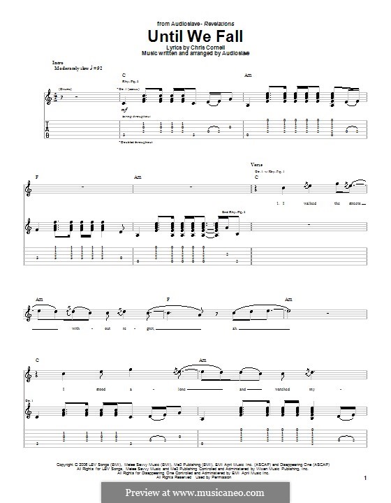 Until We Fall (Audioslave): For guitar with tab by Chris Cornell