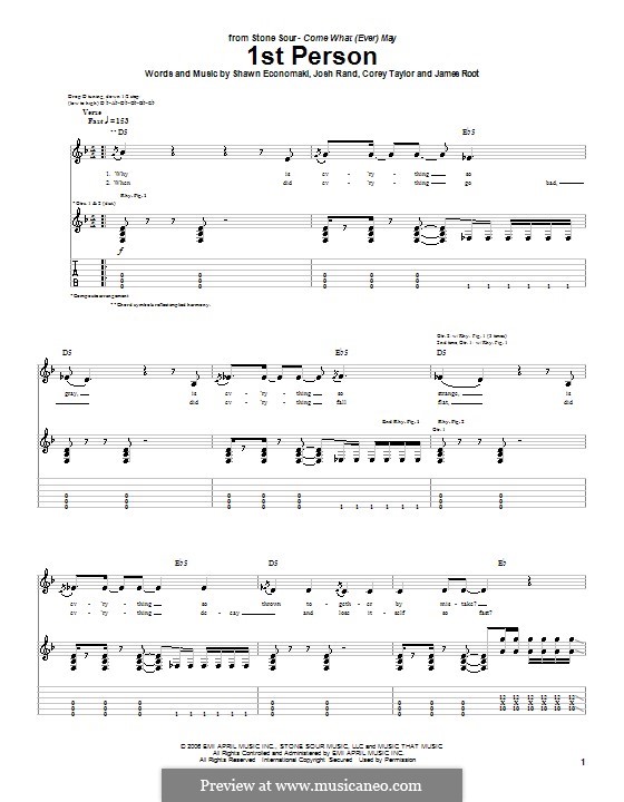 1st Person (Stone Sour): For guitar with tab by Corey Taylor, James Root, Josh Rand, Shawn Economaki