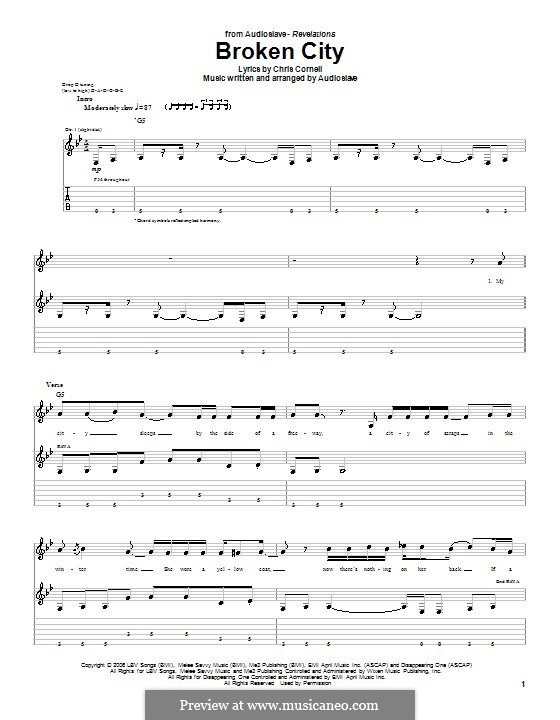 Broken City (Audioslave): For guitar with tab by Chris Cornell