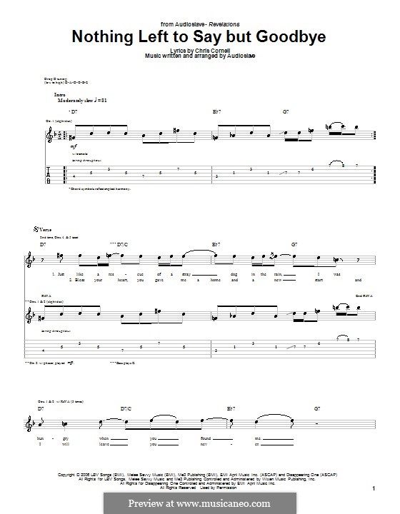 Nothing Left to Say But Goodbye (Audioslave): For guitar with tab by Chris Cornell