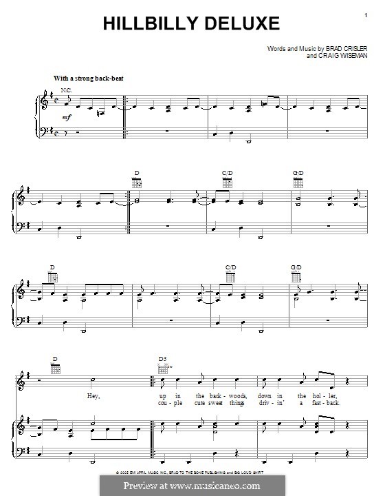 Hillbilly Deluxe (Brooks & Dunn): For voice and piano (or guitar) by Brad Crisler, Craig Wiseman