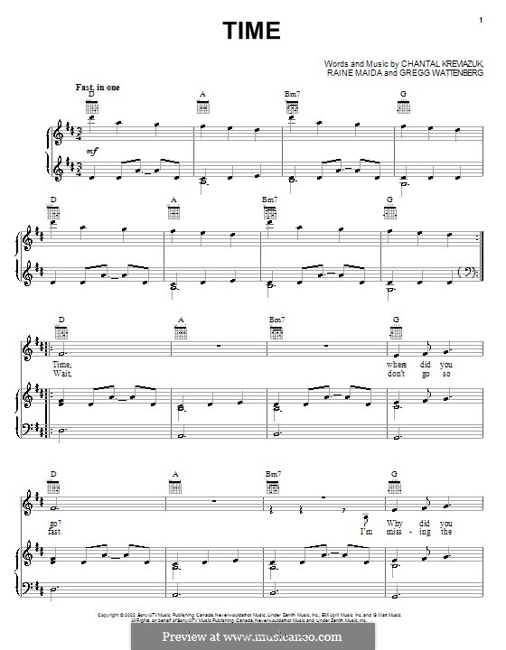 Time: For voice and piano (or guitar) by Gregg Wattenberg, Raine Maida