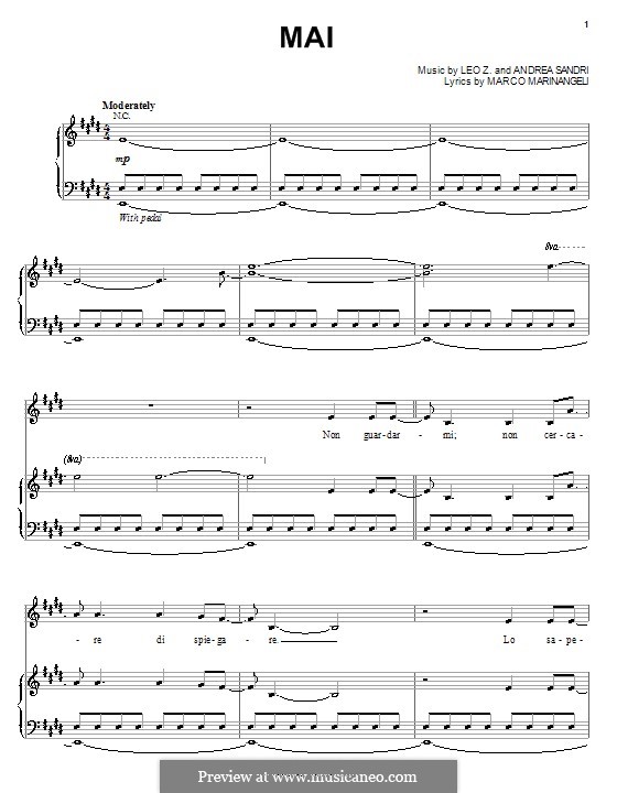 Mai (Josh Groban): For voice and piano (or guitar) by Andrea Sandri, Leo Z., Marco Marinangeli