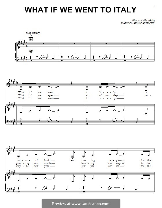 What If We Went to Italy: For voice and piano (or guitar) by Mary Chapin Carpenter