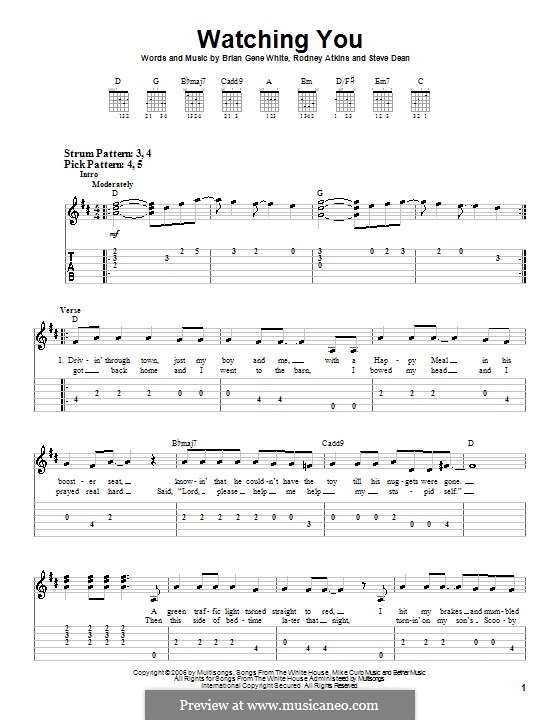 Watching You: For guitar (very easy version) by Brian Gene White, Steve Dean