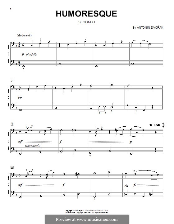 No.7 in G Flat Major (Printable scores): For piano four hands by Antonín Dvořák