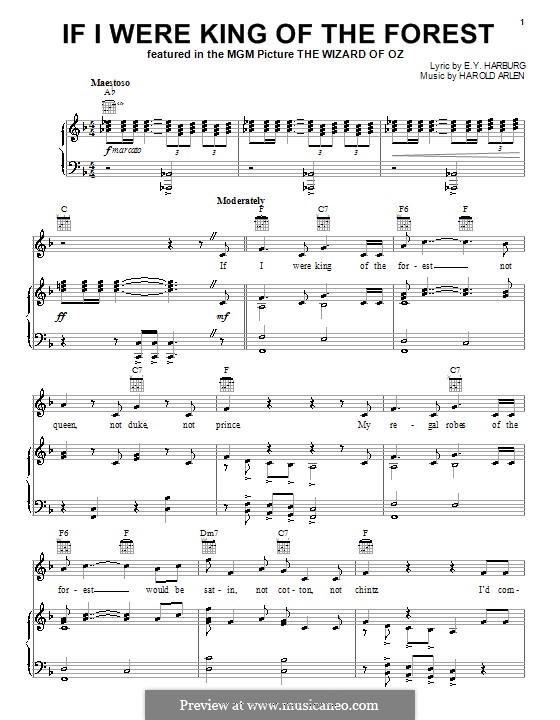 If I Were King of the Forest: For voice and piano or guitar (Judy Garland) by Harold Arlen