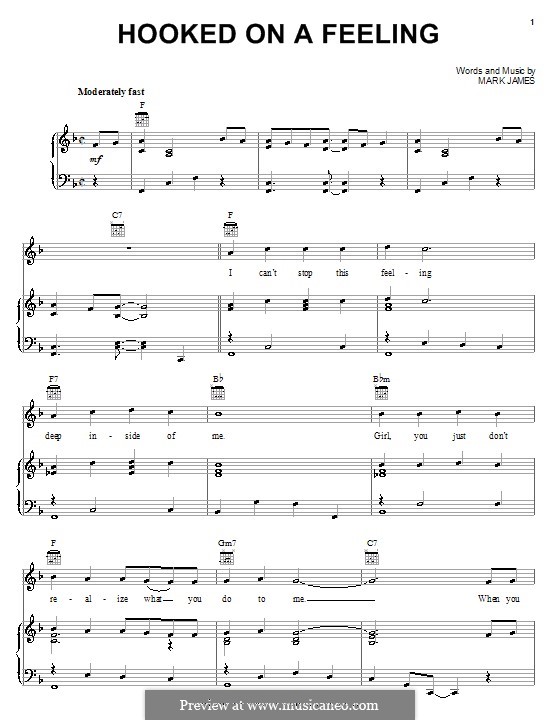 hooked on a feeling by m james sheet music on musicaneo hooked on a feeling sheet music
