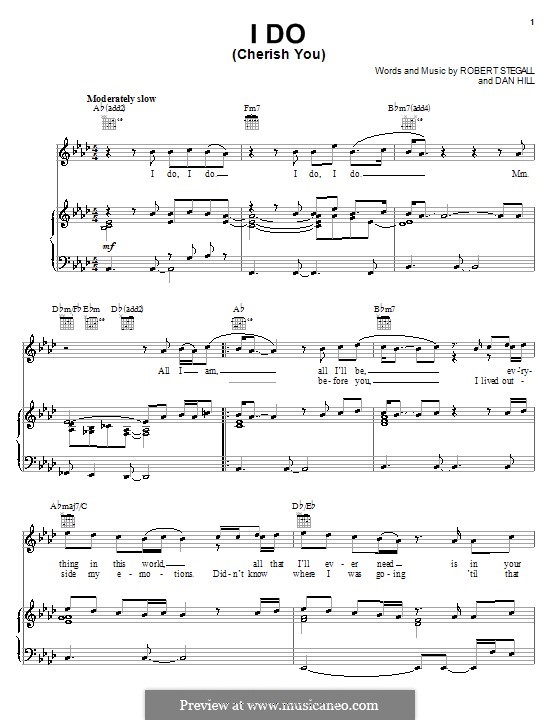 I Do (Cherish You): For voice and piano or guitar (98 Degrees) by Dan Hill, Keith Stegall