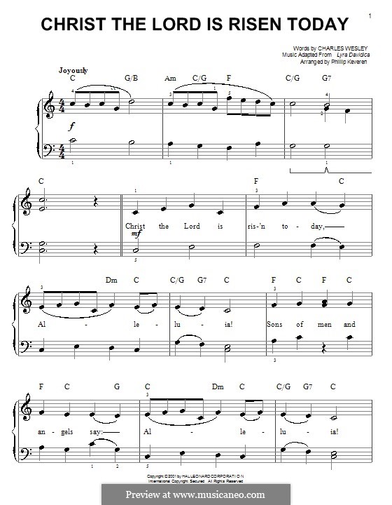 Christ the Lord Is Risen Today: For easy piano by folklore