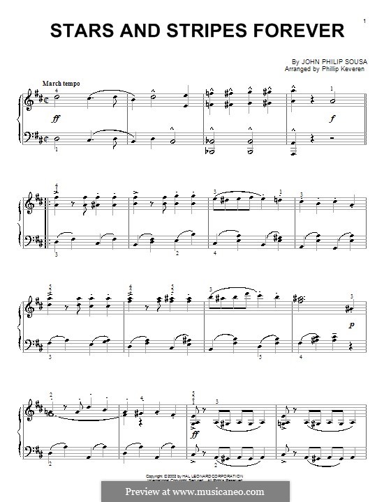 Stars and Stripes Forever : For piano (D Major) by John Philip Sousa