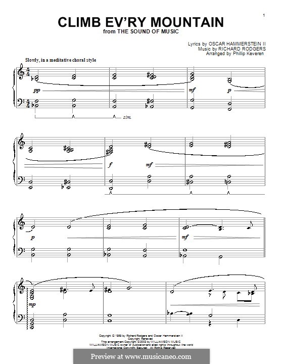 Climb Ev'ry Mountain (from The Sound Of Music): For piano by Richard Rodgers