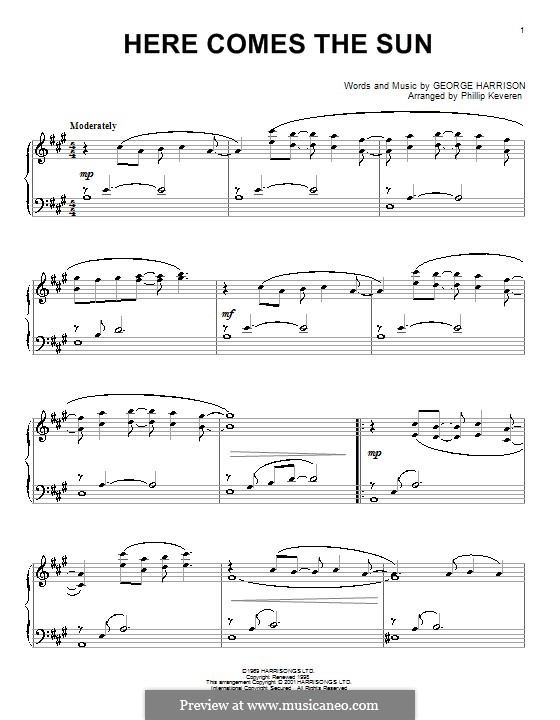 Here Comes the Sun (The Beatles) by G. Harrison sheet music on MusicaNeo