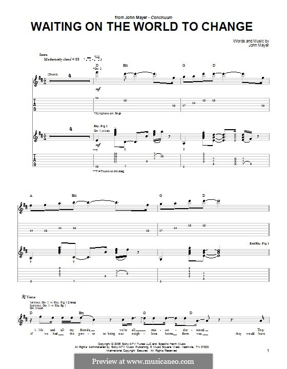 Waiting on the World to Change: For guitar with tab by John Mayer