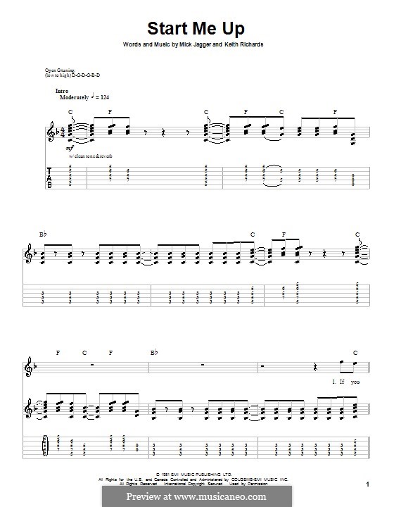 Start Me Up (The Rolling Stones): For guitar with tab by Keith Richards, Mick Jagger